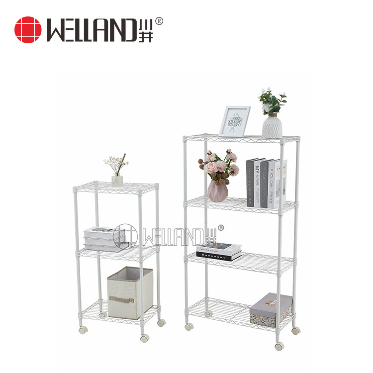 NSF Approved 3 Wheels Easy Moving Rack Wire Shelving Shelf for Household Storage