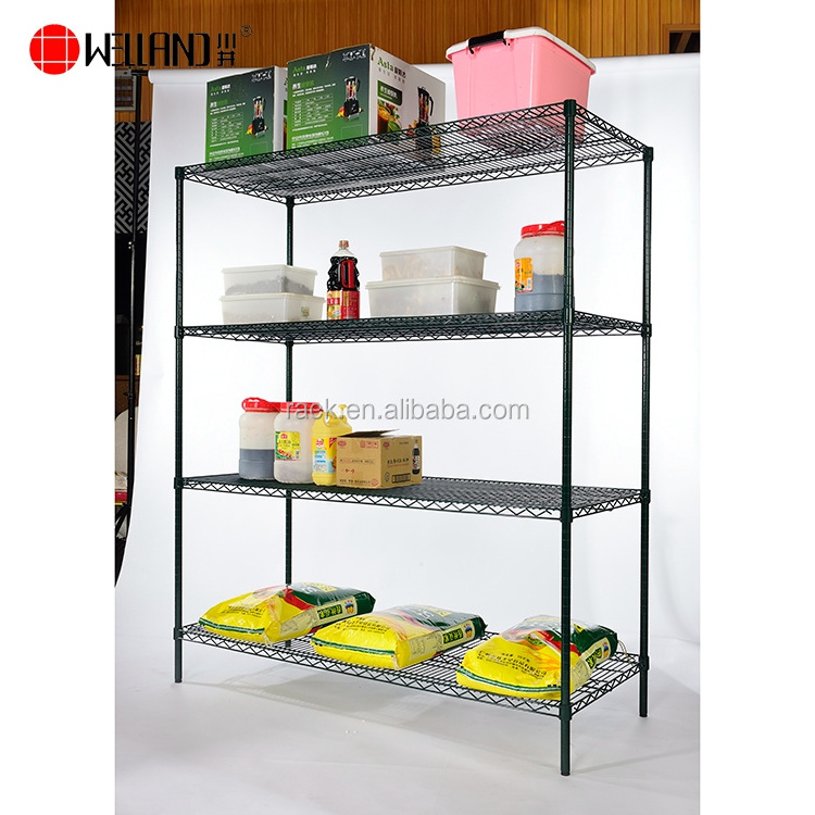 4 Tiers 500lbs Green Powder Coated Restaurant Commercial Kitchen Storage Metal Wire Shelf , NSF Approval