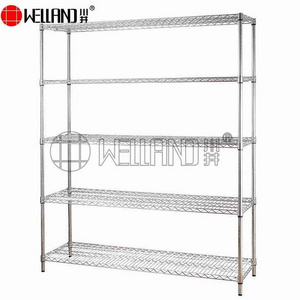 Wholesale 5-shelf Warehouse Shelving Storage Unit Chrome Silver Metal Wire Rack