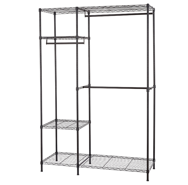 Wire Garment Rack For Hanging Clothes Metal Free Standing Clothes Rack Wire Adjustable Metal Wardrobe