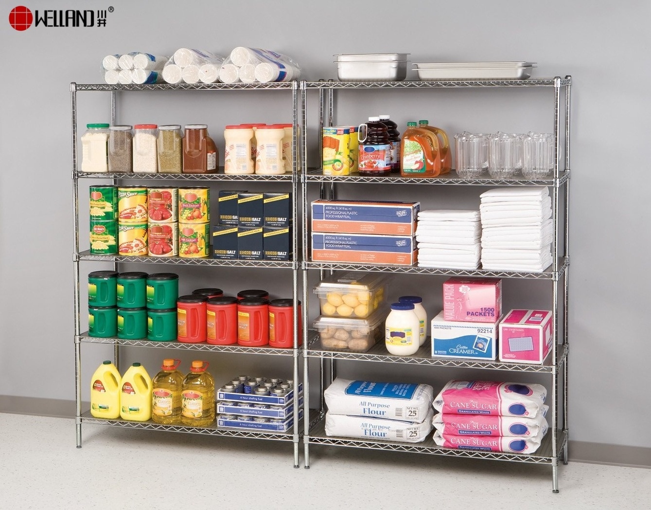 Add-on Wire Shelving 4 Tiers Chrome Plated Commercial Rack Restaurant Kitchen Food Storage Rack