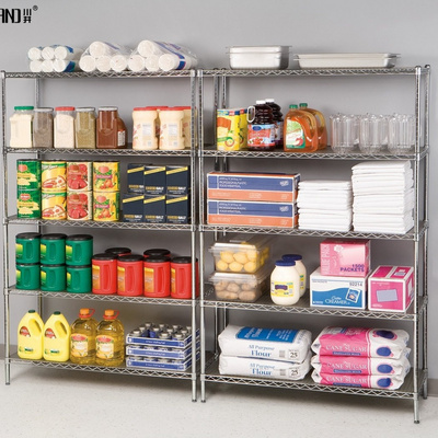 Add-on Wire Shelving 4 Tiers Chrome Plated Commercial Rack Restaurant Kitchen Food Storage Rack