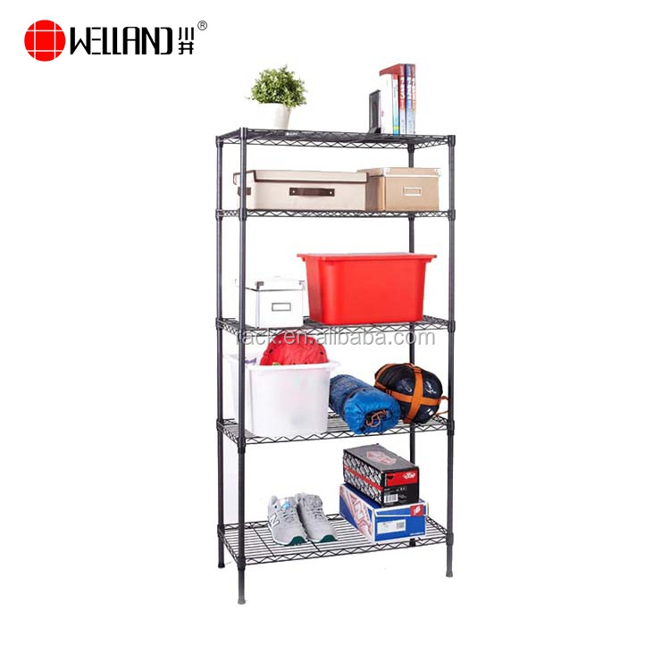 NSF Approval 5 Tiers Light Duty Metal Home Furniture Designed Storage Wire Shelf