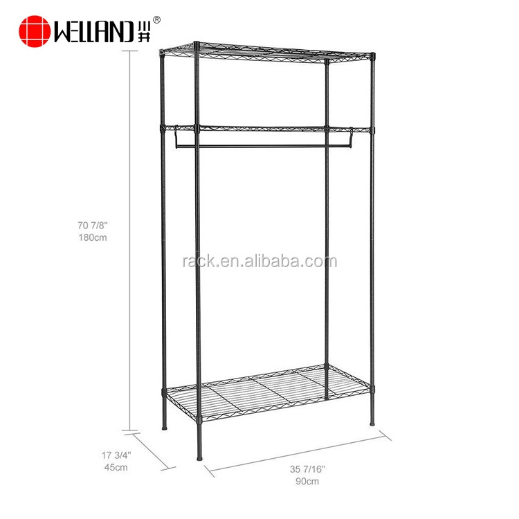 Steel Adjustable Freestanding Single Bar Garment Wardrobe Rack For Hanging Clothes