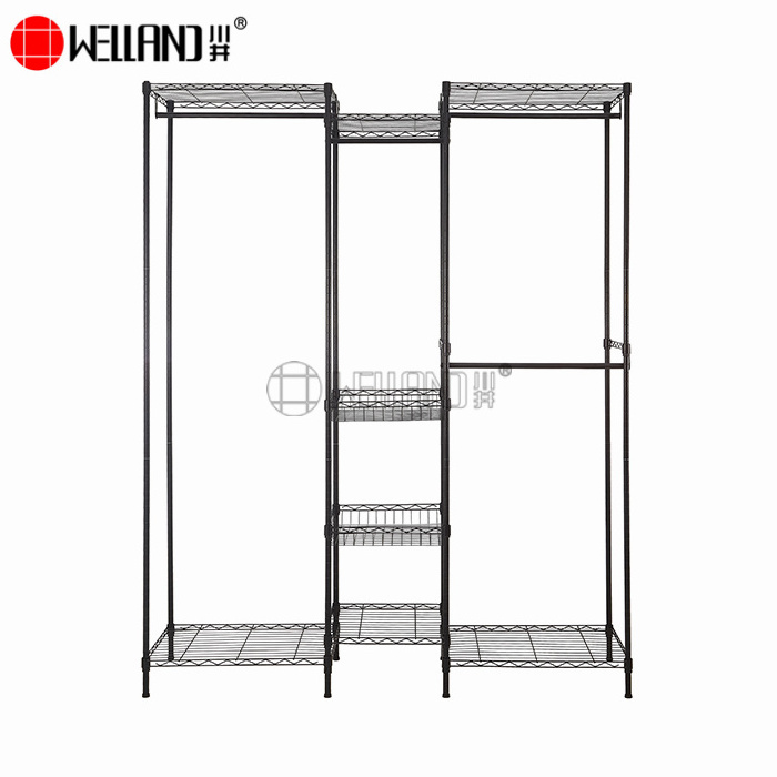 Steel 5 Hang Hanging Adjustable Freestanding Wardrobe Metal Clothes Tidy Organiser Closet Shelving Storage Rack Wire Shelf