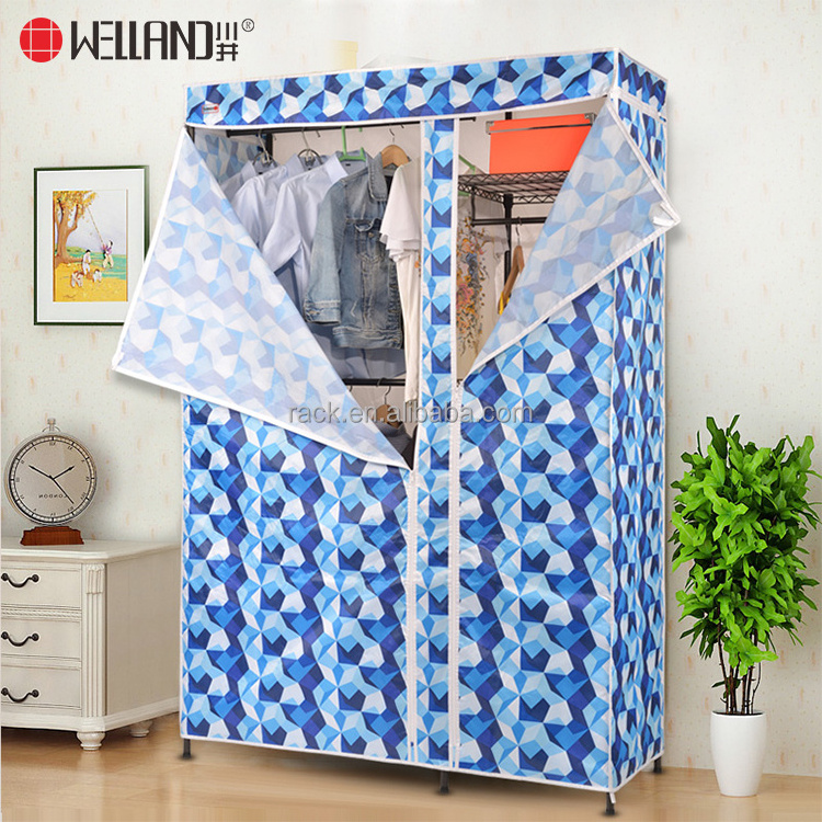 Modern Bedroom Furniture Portable Steel Wardrobe Designs Cheap Price Adjustable Metal Clothes Wardrobe Closet Rack Shelf