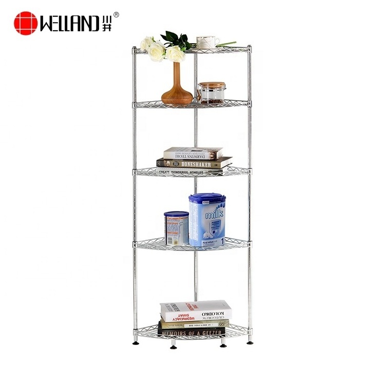 Living Home Room Corner Wire Shelf Shelving Unit,Corner Storage Wire Stand Rack