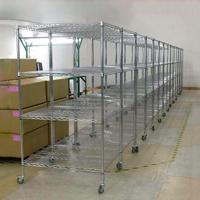 4 Tiers Chrome Factory Plant Metal Adjustable Storage Iron Shelf Rack For Sale, NSF Approval