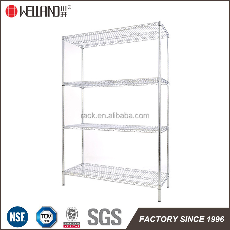 High quality 4 tier unit office chrome wire rack metal shelf and shelving