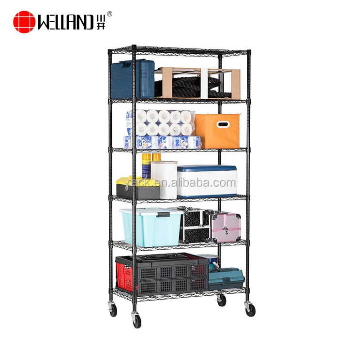 Home Premium 4 Tier Storage Shelf,Adjustable Rolling Garage Wire Shelving Rack