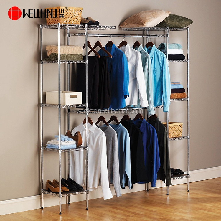 Multi-function Adjustable Furniture Clothes Rack Stands Steel Metal Open Wardrobe,NSF Approval