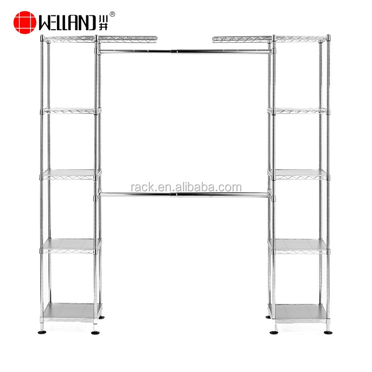 Multi-function Adjustable Furniture Clothes Rack Stands Steel Metal Open Wardrobe,NSF Approval