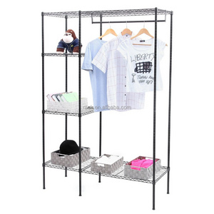 Bedroom Closet Wardrobe Organizer Storage Clothes Display Wire Garment Rack Shelf and Shoe Rack