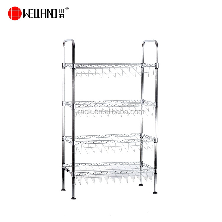 Wholesale 4 Tier Metal Storage Portable Slim Adjustable Simple Design Modern Space Save Shoe Rack