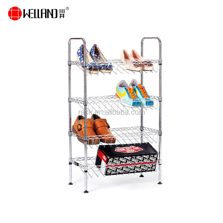 Wholesale 4 Tier Metal Storage Portable Slim Adjustable Simple Design Modern Space Save Shoe Rack