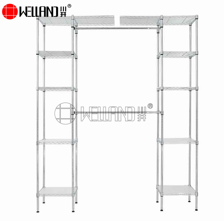 Expandable Metal Wardrobe Closet Organizer Storage Shelf Bedroom Clothes Rack Shelf