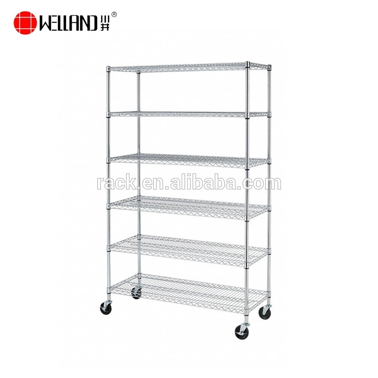 High Quality New 6 Tiers 800lbs NSF Approval Metal Zinc Chrome Plated Wire Shelf Iron Carbon Steel Storage Shelving Garage Rack