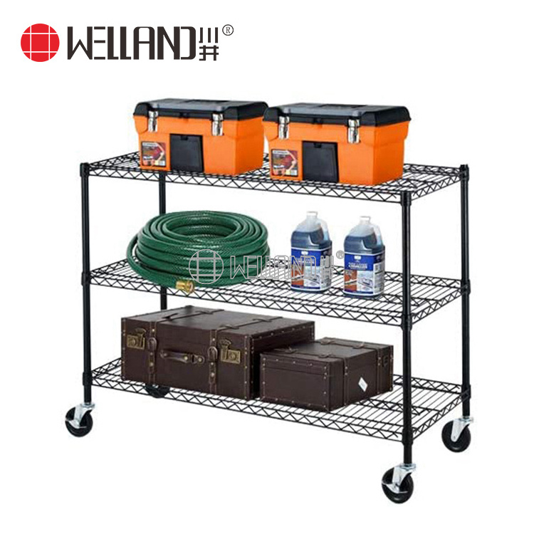 High Quality New 6 Tiers 800lbs NSF Approval Metal Zinc Chrome Plated Wire Shelf Iron Carbon Steel Storage Shelving Garage Rack