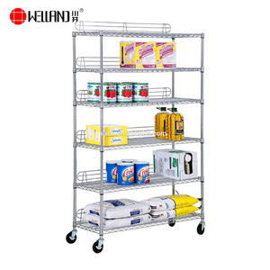 High Quality New 6 Tiers 800lbs NSF Approval Metal Zinc Chrome Plated Wire Shelf Iron Carbon Steel Storage Shelving Garage Rack