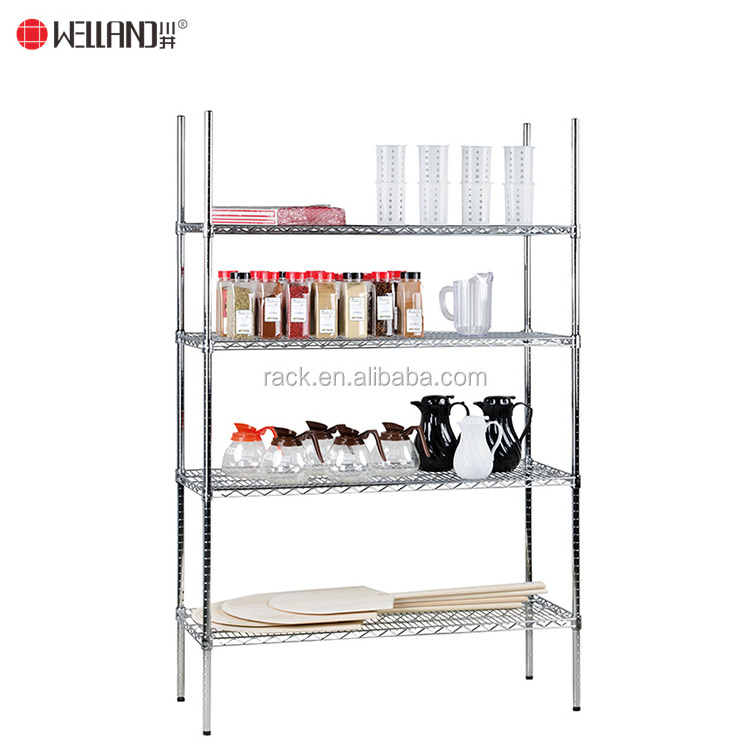 Commercial Hotel Restaurant Adjustable Kitchen Stainless Steel Storage Wire Shelving Shelf 4 Tiers Rack