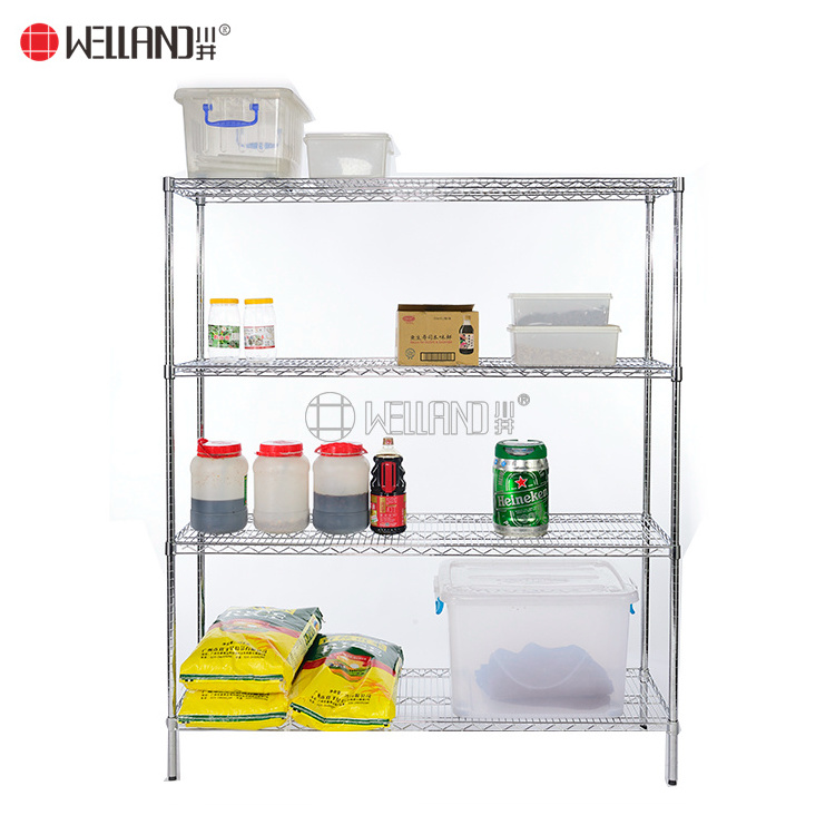 Commercial Hotel Restaurant Adjustable Kitchen Stainless Steel Storage Wire Shelving Shelf 4 Tiers Rack