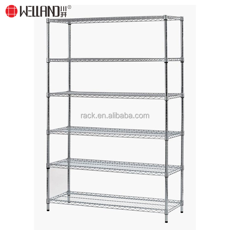 Modern Rack 6 Tiers Heavy Duty Iron Steel Metal Metro Office Garage NSF Wide Chrome Wire Shelf