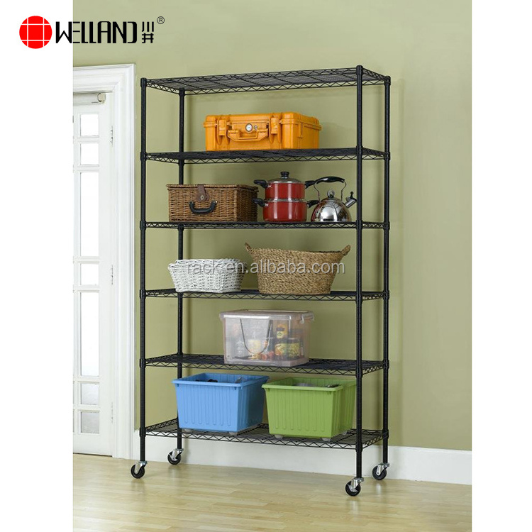 Light Duty Black Wire Shelving Unit,Adjustable Metal Garage Storage Shelves Rack