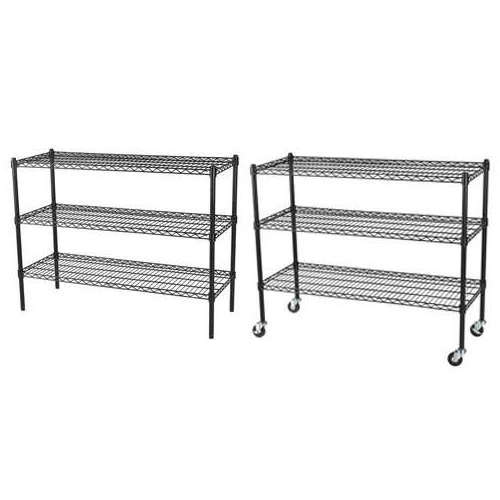 Hot Sale Commercial 6 Tier Epoxy Coating Black Heavy Duty Wire Shelving With Wheels