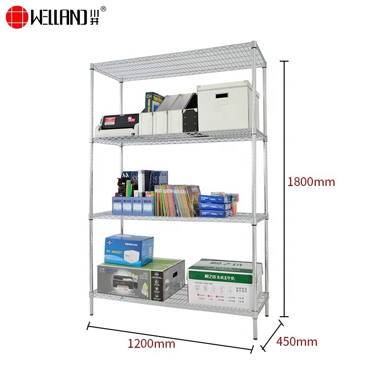 High quality 4 tier unit office chrome wire rack metal shelf and shelving