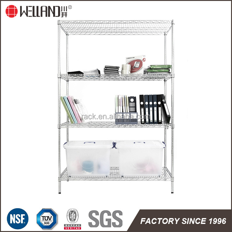 High quality 4 tier unit office chrome wire rack metal shelf and shelving