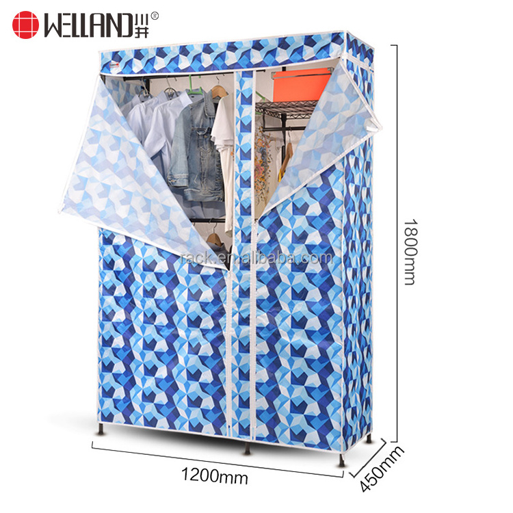 Modern Bedroom Furniture Portable Steel Wardrobe Designs Cheap Price Adjustable Metal Clothes Wardrobe Closet Rack Shelf