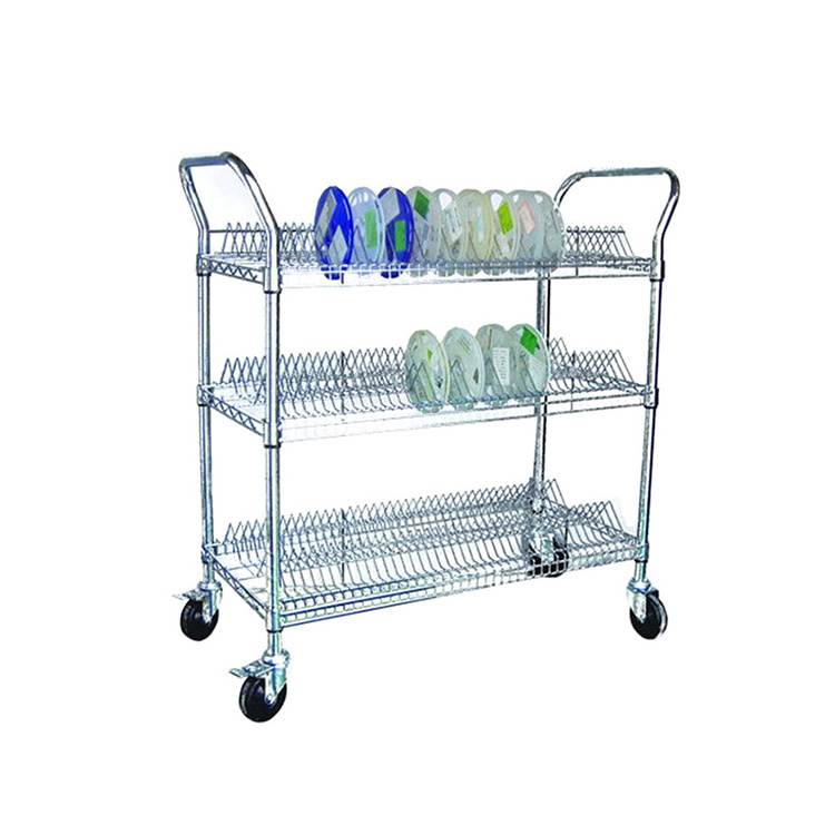 NSF 3 Tiers DIY Ajustable Chrome SMT Reel Wire Rack with Wheels