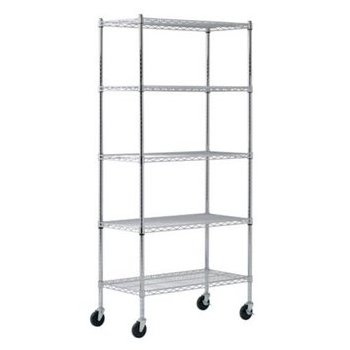 Kitchen Restaurant Stainless Steel 5 Tiers Chrome Plating Metal Storage Wire Shelf Adjustable Shelving Rack