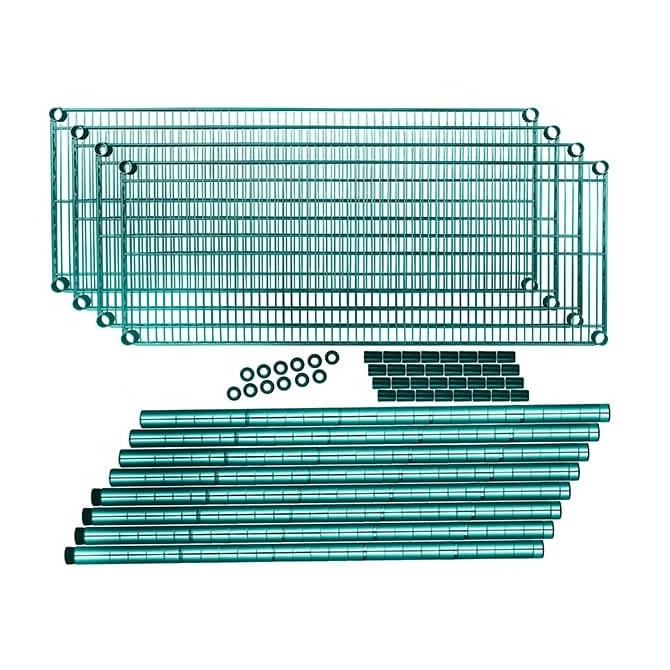 Light Duty Dark Green Movable Powder Coating Wire Shelving Storage Rack Iron Warehouse