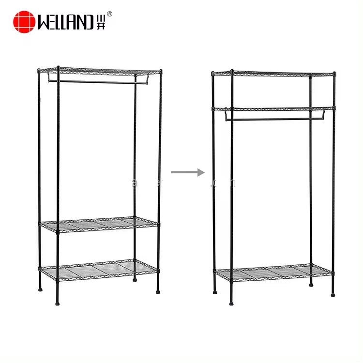 Steel Adjustable Freestanding Single Bar Garment Wardrobe Rack For Hanging Clothes