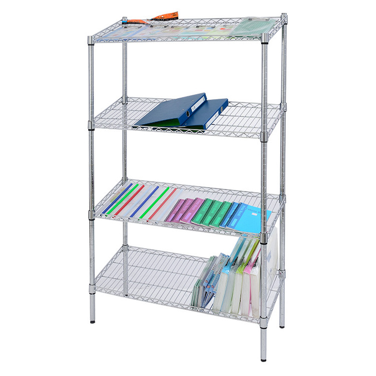 4 Tiers Chrome Slanted Supermarket Shelf Fruit Vegetable Shopping Display Rack Shelf