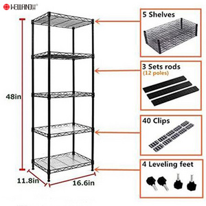 Hot Styles Laundry Bathroom Kitchen Room Closet 5 Tier Wire Metal  Steel Storage Rack Adjustable Shelf