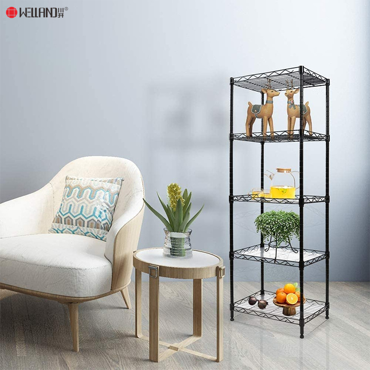 Hot Styles Laundry Bathroom Kitchen Room Closet 5 Tier Wire Metal  Steel Storage Rack Adjustable Shelf