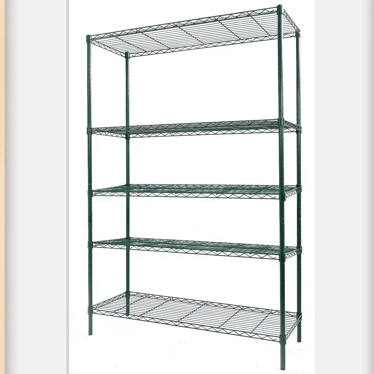 Light Duty Dark Green Movable Powder Coating Wire Shelving Storage Rack Iron Warehouse