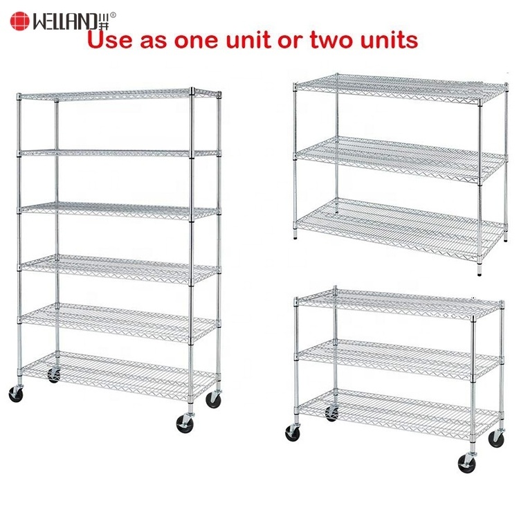 Latest Cheapest NSF Commercial Storage Metal New 6 Tier Unit Chrome Wire Shelf