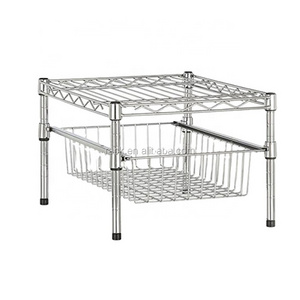 Slide Chrome Metal Small Parts Storage Wire Basket Rack, NSF Approval