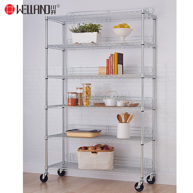 NSF Approval 800lbs Commercial Kitchen Storage Shelf Chrome Metal Wire Shelving