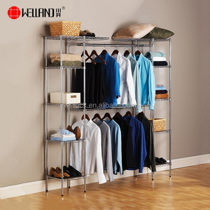 bedroom double pole stand clothes hanger rack,portable clothes garment rack with 2pcs clothes bar