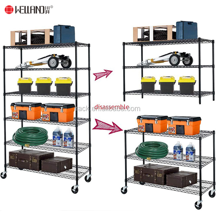 6 Tier Cheap Promotion Garage Storage Shelving Units Metal  Wiremesh Shelf