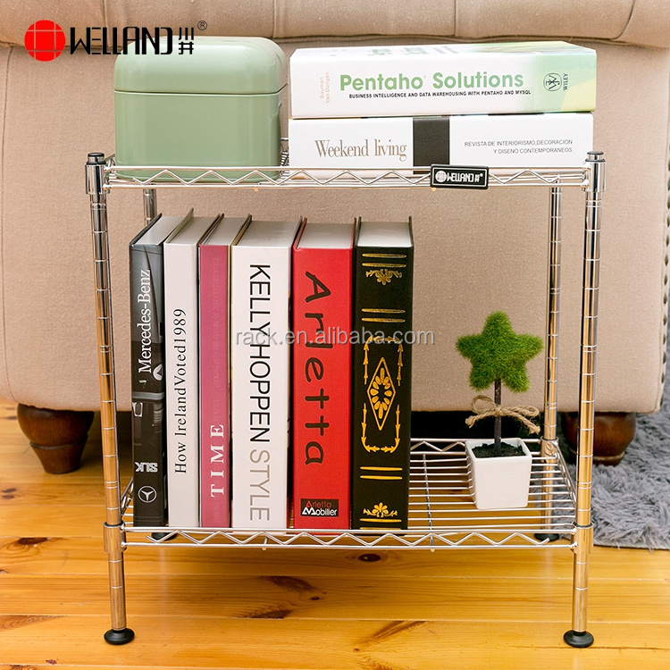 Mini Book Shelf Home Use Furniture Small Adjustable Steel Wire Frame Chrome Shelf