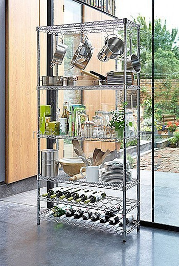 Heavy Duty Multi-functional Chrome 6 Tiers Pantry Metal Shelving