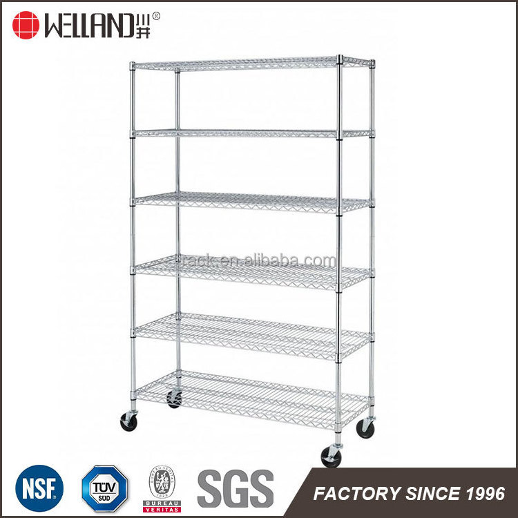 Adjustable 5 Shelf Heavy Duty White Powder Coated Office Storage Metal Wire Shelving Rack Unit