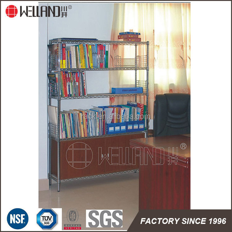 Adjustable 5 Shelf Heavy Duty White Powder Coated Office Storage Metal Wire Shelving Rack Unit