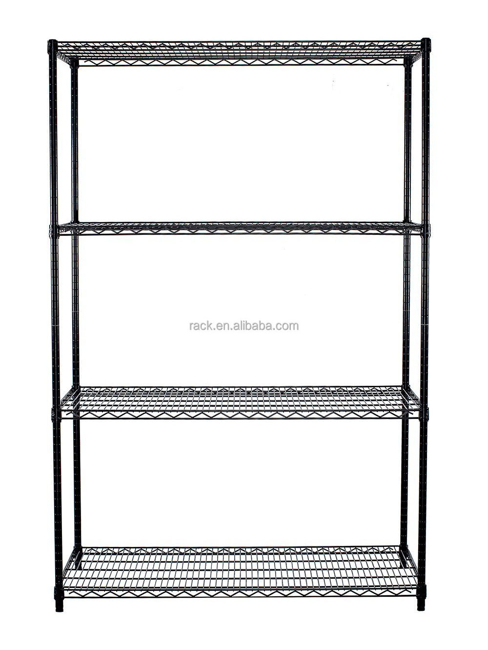 Black Epoxy 4 Tiers Adjustable Cold room Shelving , Heavy Duty Metal Storage Shelf , NSF Approval