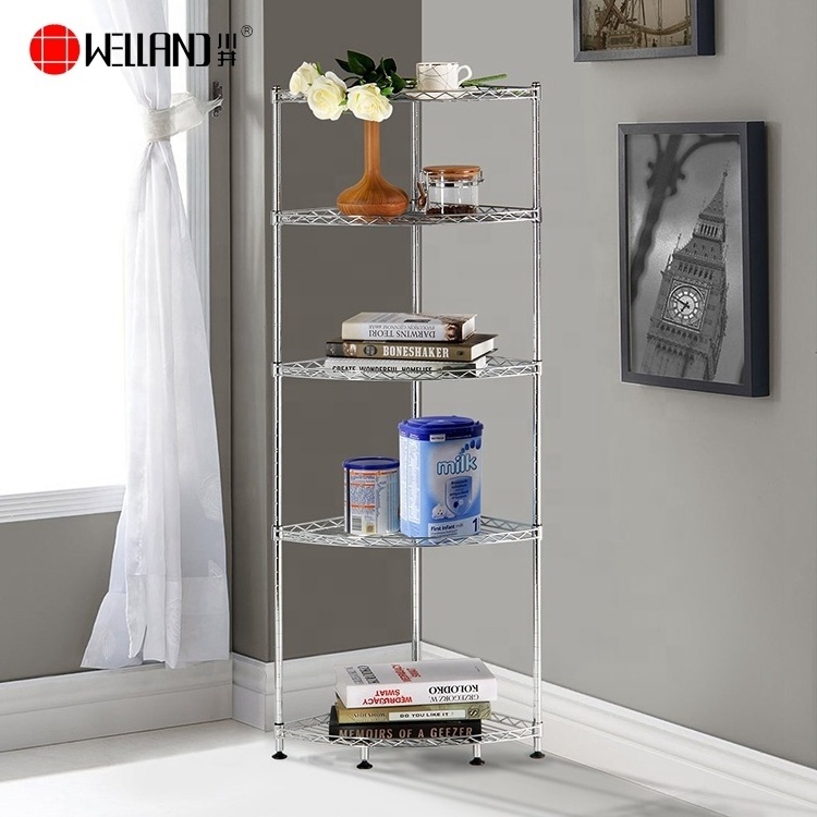 Living Home Room Corner Wire Shelf Shelving Unit,Corner Storage Wire Stand Rack